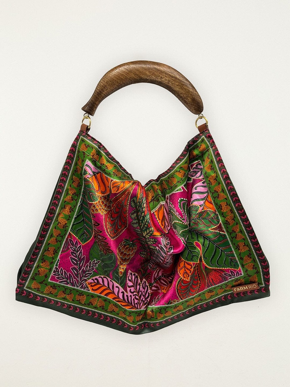 Farm Rio Green Scarf Tote Bag